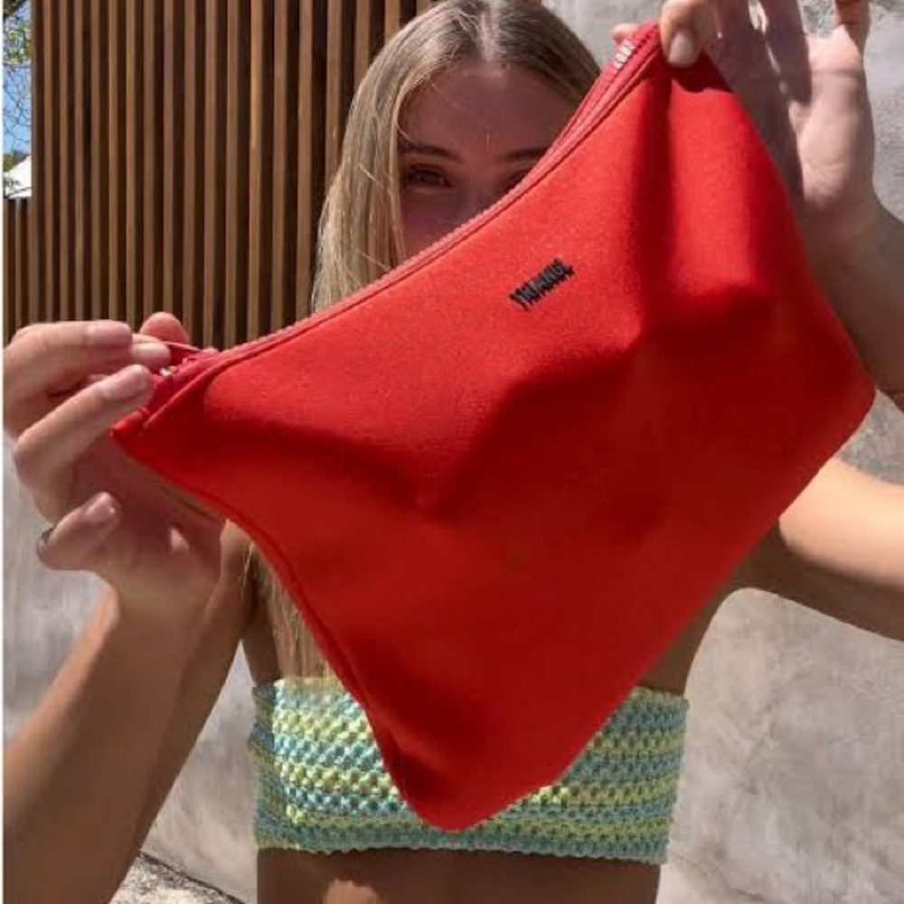 TRIANGL BIKINI Tangerine Neoprene Zip Pouch Travel Vacation Swim Beach
